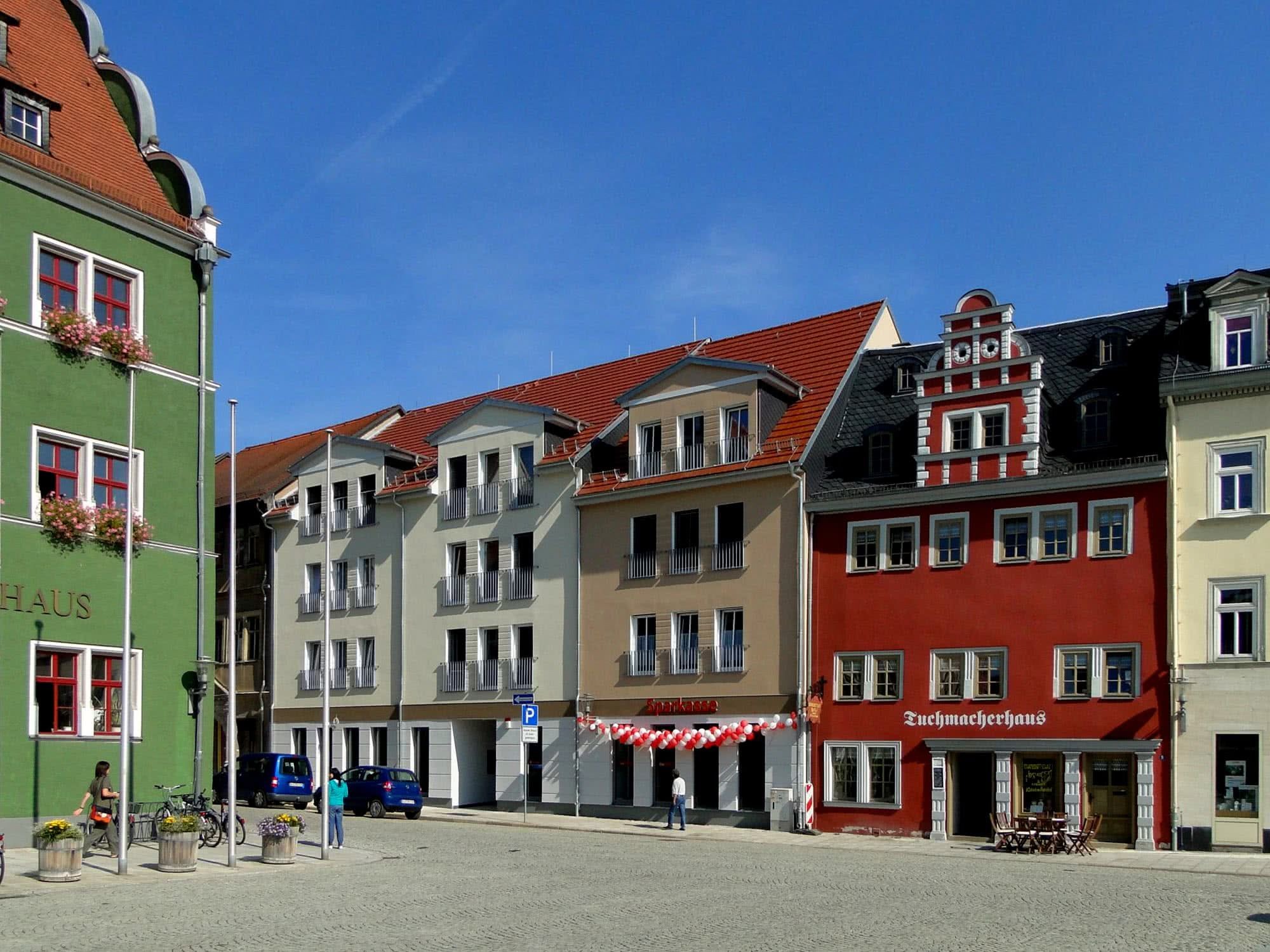 Neubau Wohnhaus und Sparkassen-Filiale, Markt 8, Rudolstadt